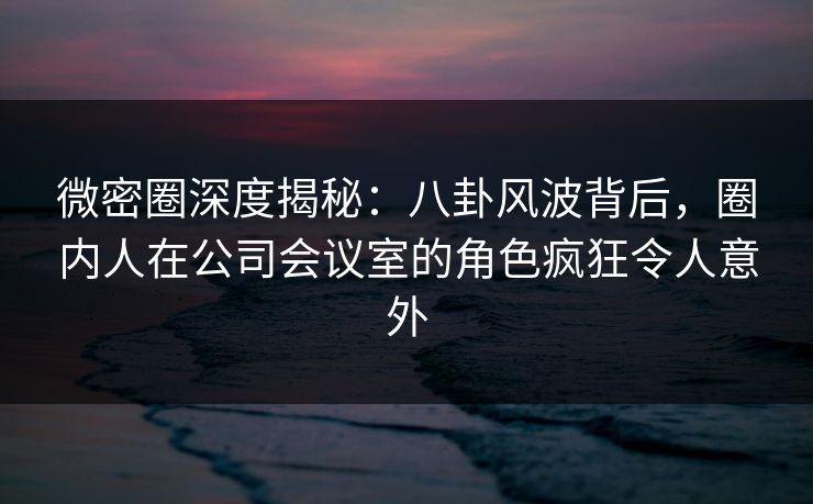 微密圈深度揭秘：八卦风波背后，圈内人在公司会议室的角色疯狂令人意外