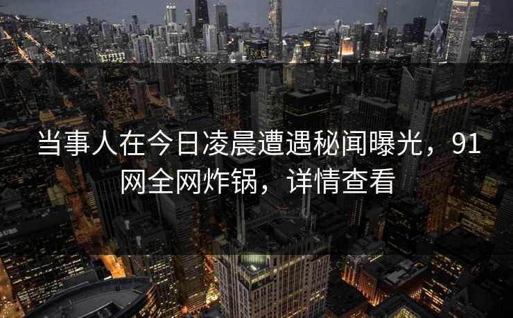 当事人在今日凌晨遭遇秘闻曝光,91网全网炸锅,详情查看