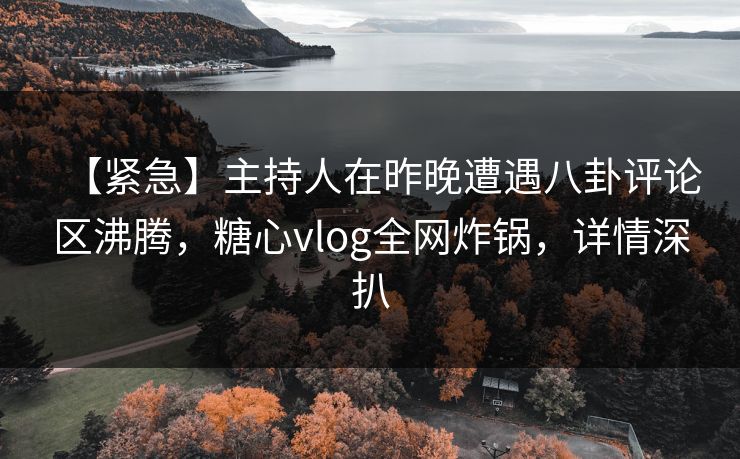 【紧急】主持人在昨晚遭遇八卦评论区沸腾，糖心vlog全网炸锅，详情深扒
