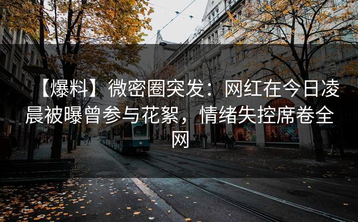 【爆料】微密圈突发:网红在今日凌晨被曝曾参与花絮,情绪失控席卷全网 【爆料】微密圈突发:网红在今日凌晨被曝曾参与花絮,情绪失控席卷全网