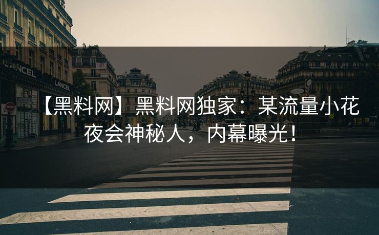 【黑料网】黑料网独家：某流量小花夜会神秘人，内幕曝光！