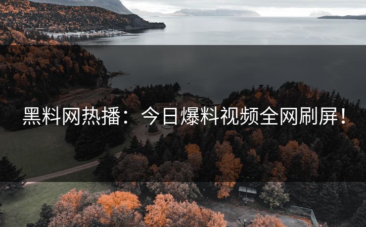 黑料网热播：今日爆料视频全网刷屏！