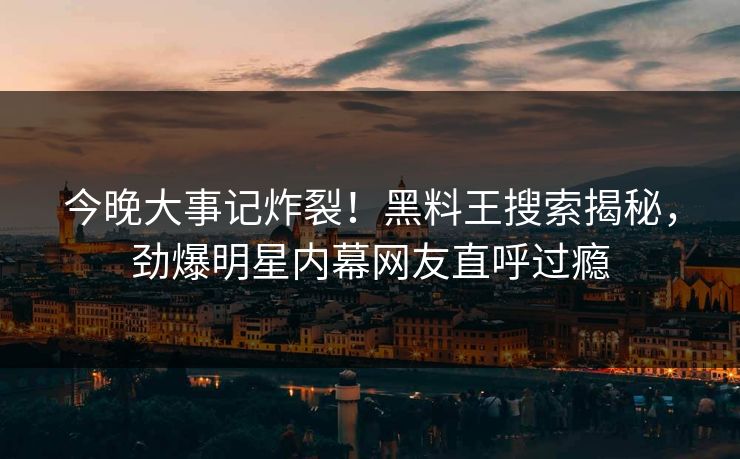 今晚大事记炸裂！黑料王搜索揭秘，劲爆明星内幕网友直呼过瘾