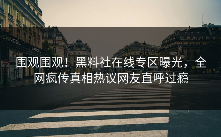 围观围观！黑料社在线专区曝光，全网疯传真相热议网友直呼过瘾