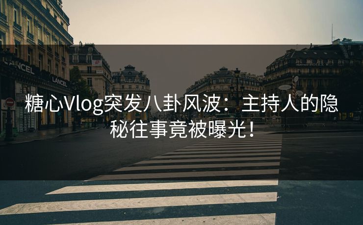 糖心Vlog突发八卦风波：主持人的隐秘往事竟被曝光！