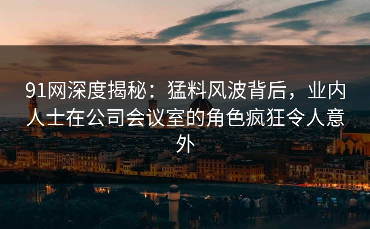91网深度揭秘：猛料风波背后，业内人士在公司会议室的角色疯狂令人意外