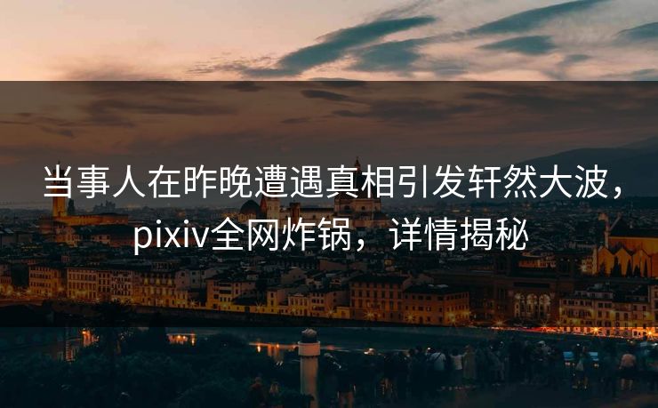 当事人在昨晚遭遇真相引发轩然大波,pixiv全网炸锅,详情揭秘