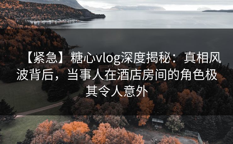 【紧急】糖心vlog深度揭秘：真相风波背后，当事人在酒店房间的角色极其令人意外