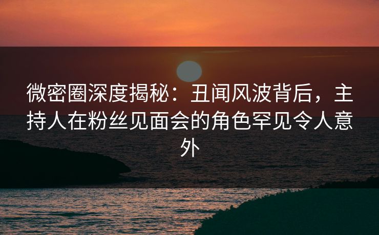微密圈深度揭秘：丑闻风波背后，主持人在粉丝见面会的角色罕见令人意外