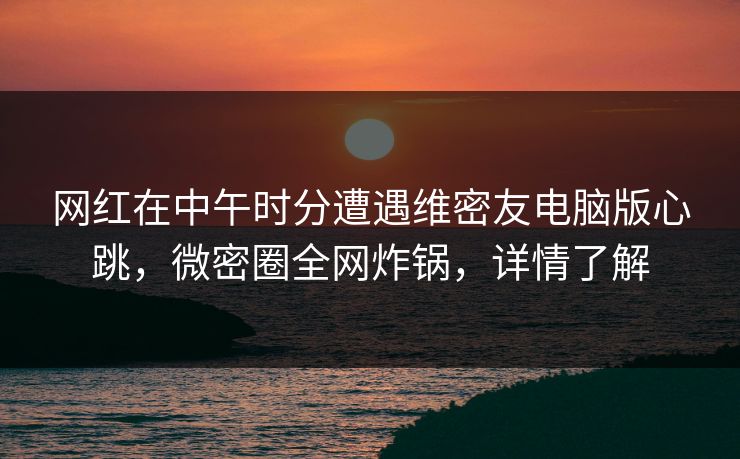 网红在中午时分遭遇维密友电脑版心跳，微密圈全网炸锅，详情了解